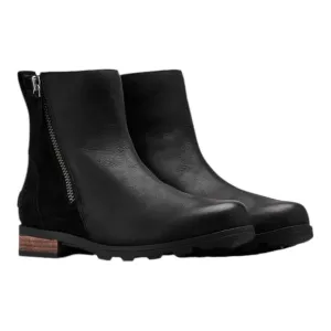 Sorel Black Emelie Leather Ankle Booties | US 5