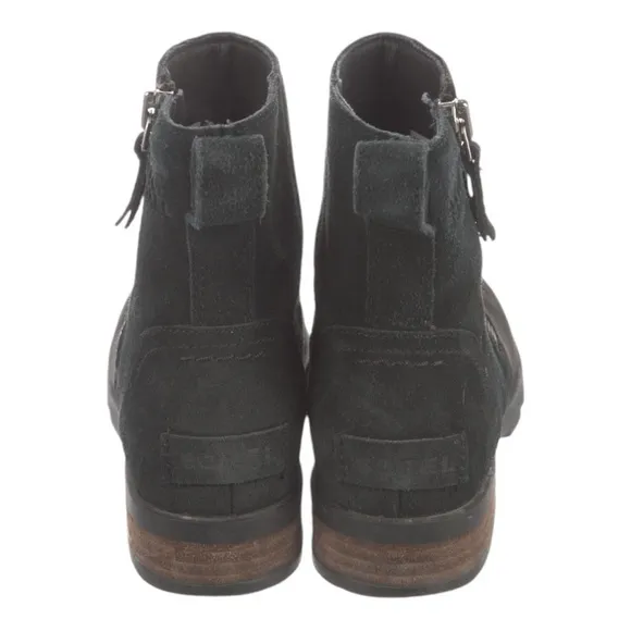 Sorel Black Emelie Leather Ankle Booties | US 5