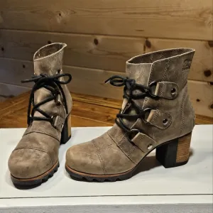 Sorel Brown Ankle Booties with Distressed Leather Size 7 NWOT
