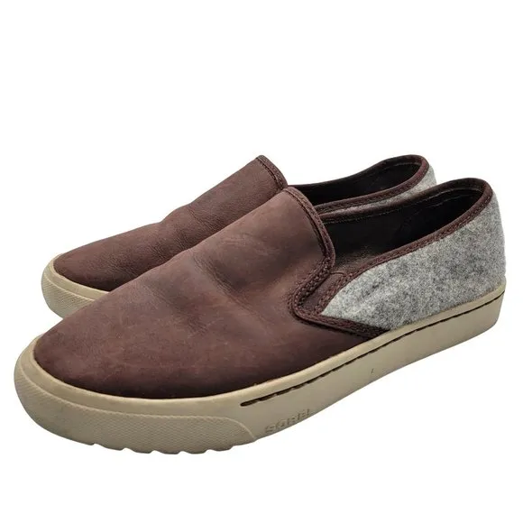 Sorel Campsneak Womens 8 Casual Camel Suede Gray Wool Slip On - NL2978-908