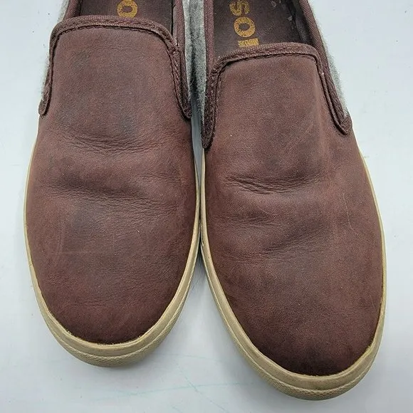 Sorel Campsneak Womens 8 Casual Camel Suede Gray Wool Slip On - NL2978-908