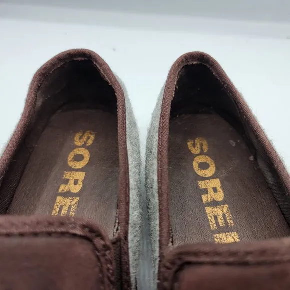 Sorel Campsneak Womens 8 Casual Camel Suede Gray Wool Slip On - NL2978-908