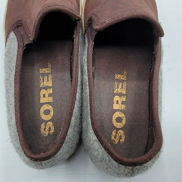 Sorel Campsneak Womens 8 Casual Camel Suede Gray Wool Slip On - NL2978-908