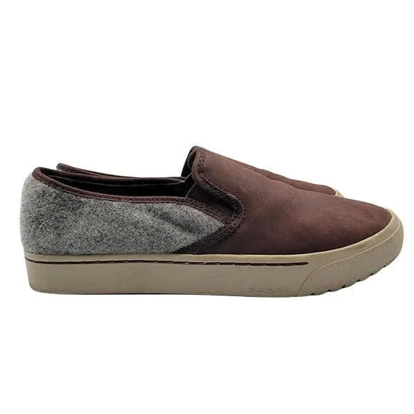 Sorel Campsneak Womens 8 Casual Camel Suede Gray Wool Slip On - NL2978-908