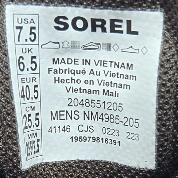 SOREL Carson Chukka WP Boots Mens 7.5 Casual‎ Preppy Brown