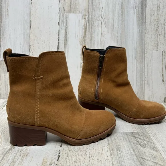 Sorel Cate Boots Zip Camel Brown Womens Shoes Size 7‎