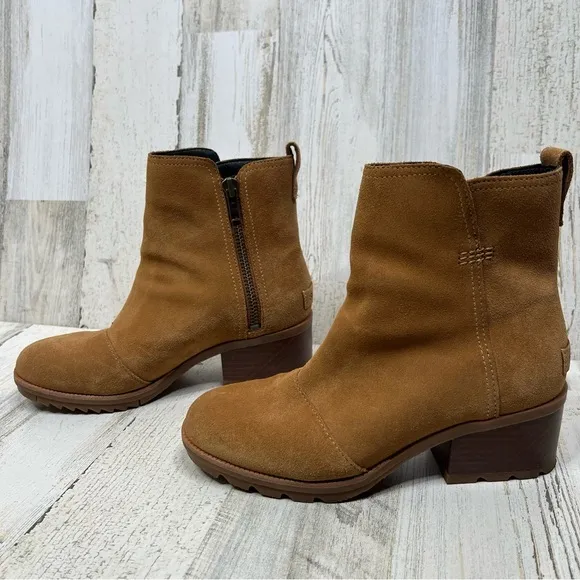 Sorel Cate Boots Zip Camel Brown Womens Shoes Size 7‎