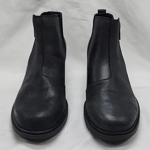 SOREL EVIE ll ●WOMEN'S 8.5●ZIPP  ANKLE BOOTIE FULL GRAIN LEATHER WATERPROOF NWOB