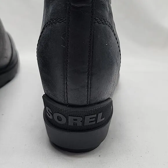 SOREL EVIE ll ●WOMEN'S 8.5●ZIPP  ANKLE BOOTIE FULL GRAIN LEATHER WATERPROOF NWOB