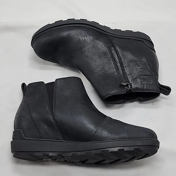 SOREL EVIE ll ●WOMEN'S 8.5●ZIPP  ANKLE BOOTIE FULL GRAIN LEATHER WATERPROOF NWOB