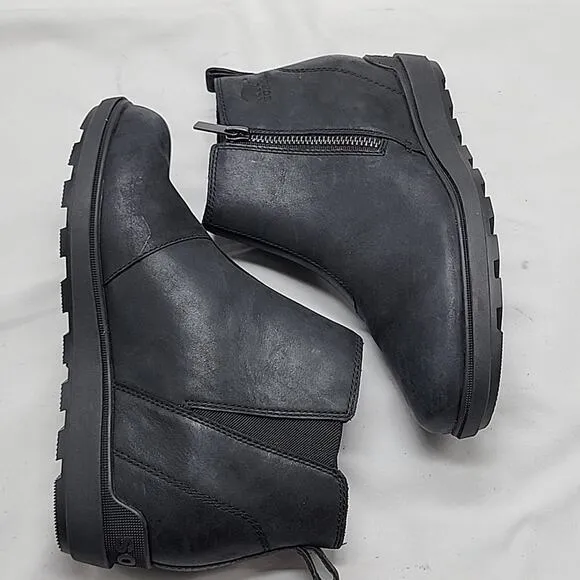 SOREL EVIE ll ●WOMEN'S 8.5●ZIPP  ANKLE BOOTIE FULL GRAIN LEATHER WATERPROOF NWOB