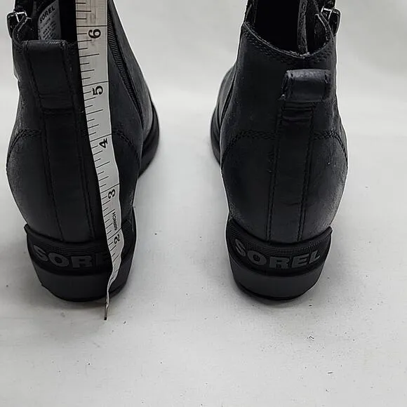 SOREL EVIE ll ●WOMEN'S 8.5●ZIPP  ANKLE BOOTIE FULL GRAIN LEATHER WATERPROOF NWOB