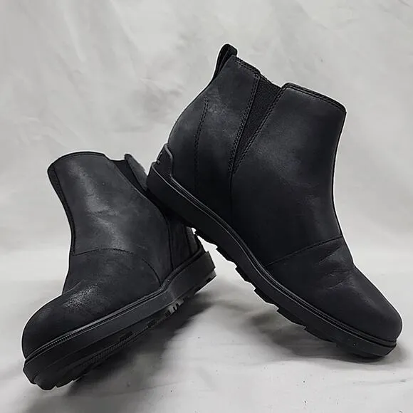 SOREL EVIE ll ●WOMEN'S 8.5●ZIPP  ANKLE BOOTIE FULL GRAIN LEATHER WATERPROOF NWOB