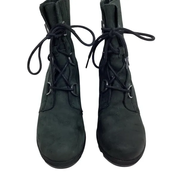 SOREL Joan Of Arctic ll Hidden Wedge Leather Waterproof Boots Black