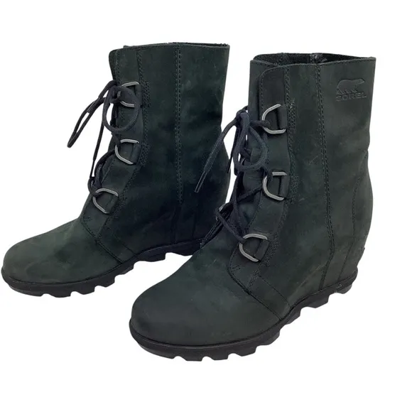 SOREL Joan Of Arctic ll Hidden Wedge Leather Waterproof Boots Black
