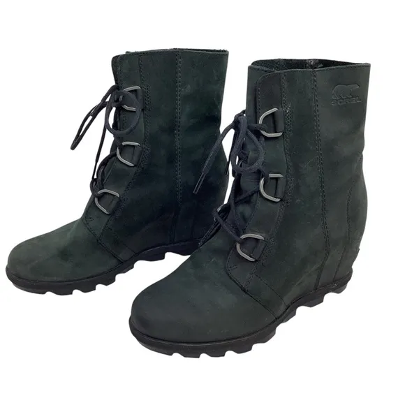 SOREL Joan Of Arctic ll Hidden Wedge Leather Waterproof Boots Black