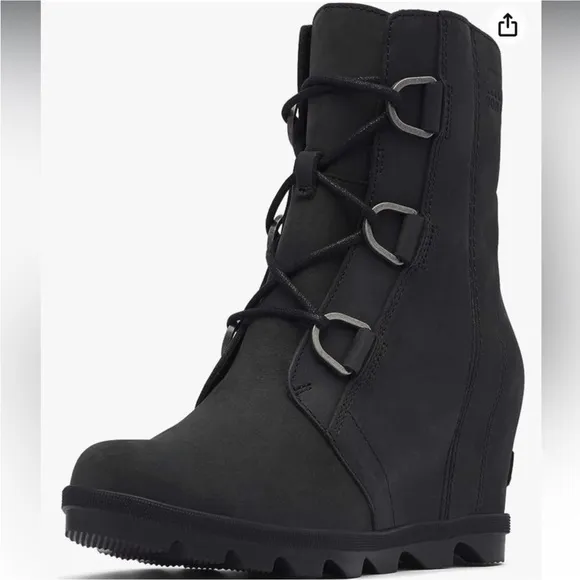 SOREL Joan Of Arctic ll Hidden Wedge Leather Waterproof Boots Black