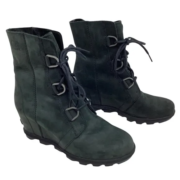 SOREL Joan Of Arctic ll Hidden Wedge Leather Waterproof Boots Black