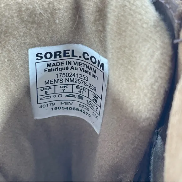 Sorel Men’s Cheyanne II Brown l- Size 8 -Waterproof Leather Lace Duck Boots
