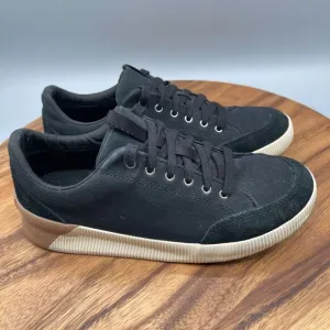 SOREL Out N About Shoes Womens Size 8 Black Canvas Suede Lace Up Sneaker Comfort