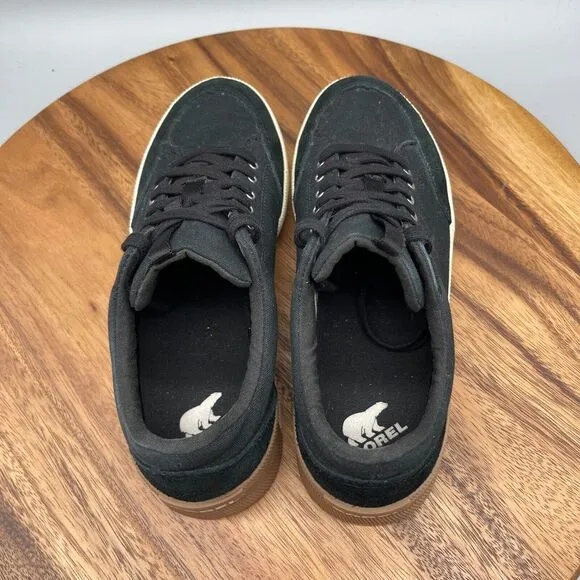 SOREL Out N About Shoes Womens Size 8 Black Canvas Suede Lace Up Sneaker Comfort