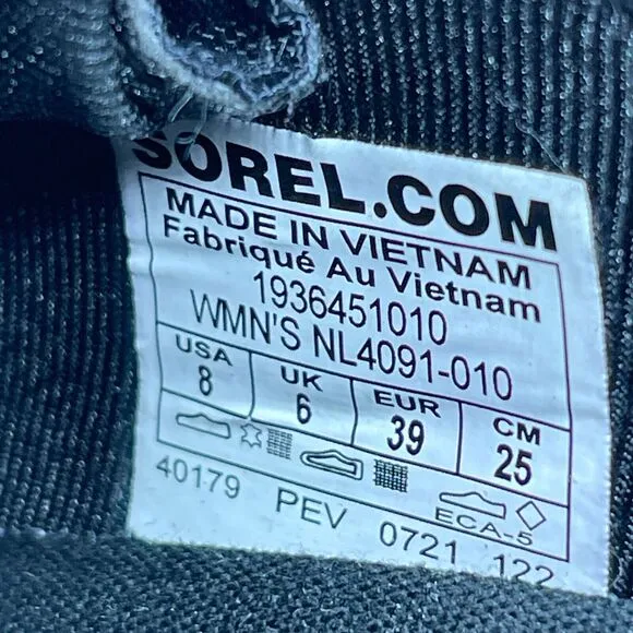 SOREL Out N About Shoes Womens Size 8 Black Canvas Suede Lace Up Sneaker Comfort