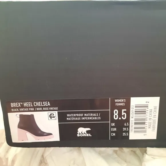 Sorel Women's Brex Heel Chelsea Boots Gentle Used In Box 8.5 Vintage Pink Black