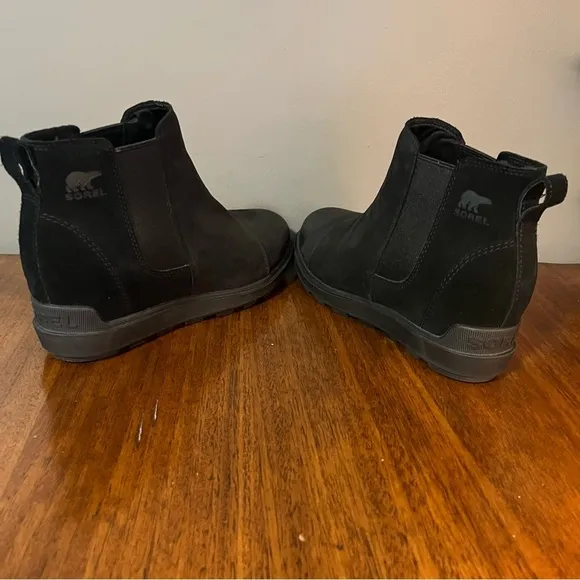 Sorel Womens Evie II Chelsea Ankle Boots 10 Black Leather suede.