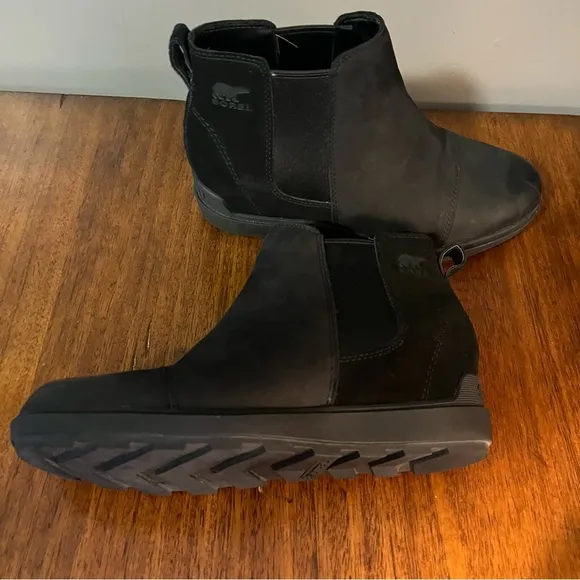 Sorel Womens Evie II Chelsea Ankle Boots 10 Black Leather suede.