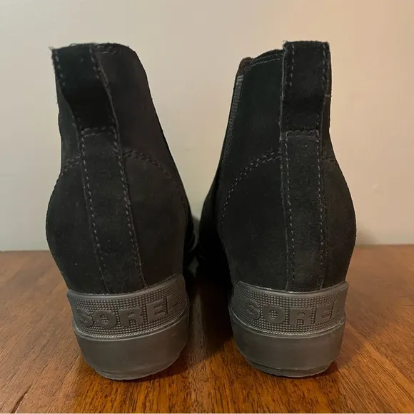 Sorel Womens Evie II Chelsea Ankle Boots 10 Black Leather suede.