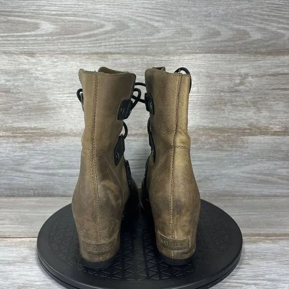 Sorel Women's Joan of Arctic Waterproof Leather Wedge Mid Boots Size 7.5
