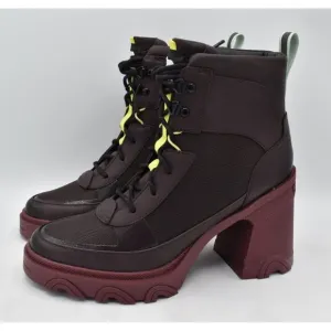 Sorel Womens Size 9.5 Brex Lace Leather Heeled Waterproof Boots Shoes