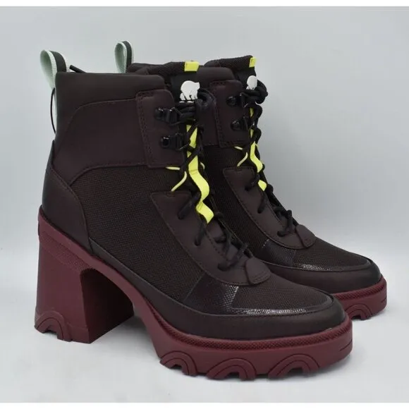 Sorel Womens Size 9.5 Brex Lace Leather Heeled Waterproof Boots Shoes