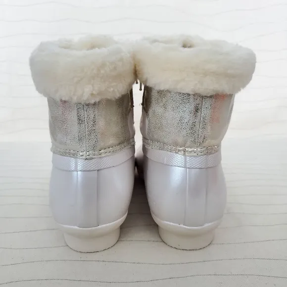 Sperry Youth Girls Alpine Saltwater Pearlized Ivory Duck Boots STK166415 Sz 6M