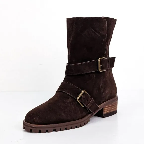 Splendid Women Karlyn Dark brown Moto Biker Lug Buckle Boots size 10