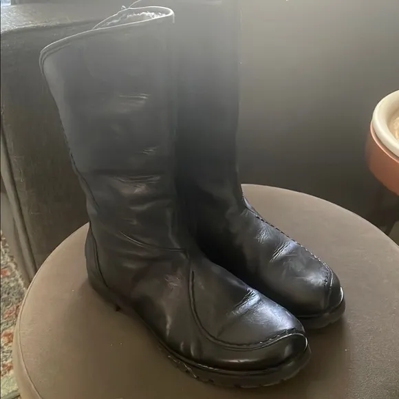 Spring Step Black Winter Boots Durable Leather