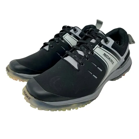 SQAIRZ Black Speed Men's Golf Shoes Sz 8 Performance Spikes Athletic Waterproof