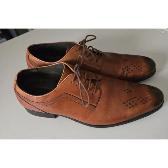 Stacy Adams 11 Mens Lace Up Oxford Dress Shoes Brown Leather Dress Career Derby