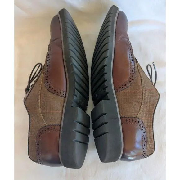Stacy Adams Baxley Mens Oxford Wing Tip Cognac Shoes 25217221 Brown Leather 9.5W