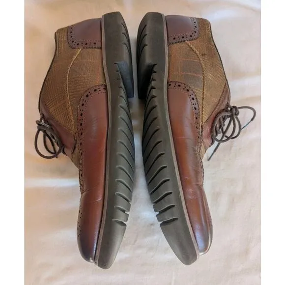 Stacy Adams Baxley Mens Oxford Wing Tip Cognac Shoes 25217221 Brown Leather 9.5W