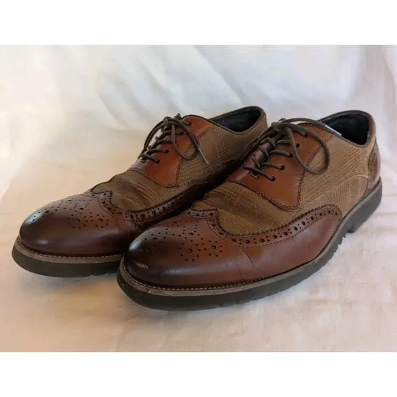 Stacy Adams Baxley Mens Oxford Wing Tip Cognac Shoes 25217221 Brown Leather 9.5W