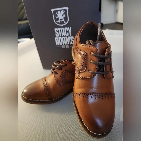 STACY ADAMS Dress Shoes For Toddlers Brown Wingtips, Excellent Condition 5M