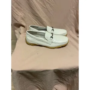 Stacy Adams Horsebit Loafers Dress Shoes Men's Size 9 White Cream Snakeskin Look