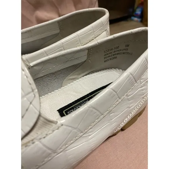 Stacy Adams Horsebit Loafers Dress Shoes Men's Size 9 White Cream Snakeskin Look