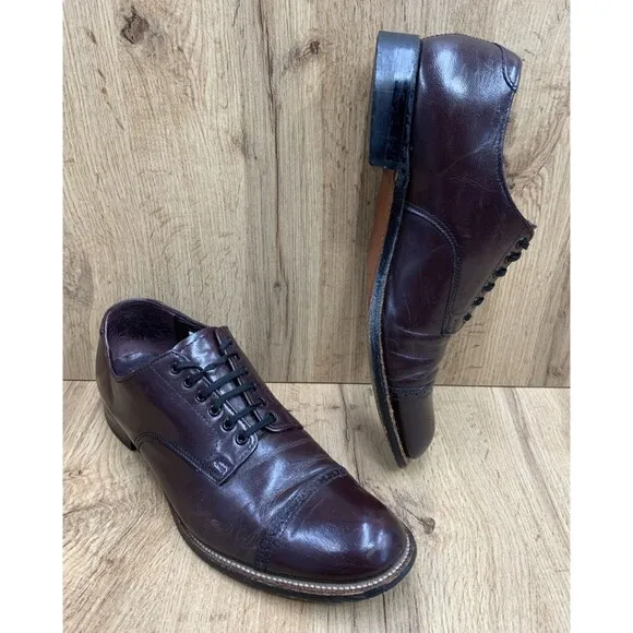 Stacy Adams Men's Madison 00012-05 Cap Toe  Brown Derby Dress Shoes Size 9.5 D