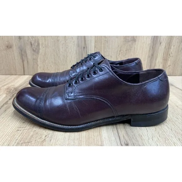 Stacy Adams Men's Madison 00012-05 Cap Toe  Brown Derby Dress Shoes Size 9.5 D