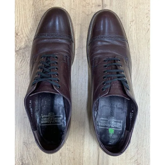 Stacy Adams Men's Madison 00012-05 Cap Toe  Brown Derby Dress Shoes Size 9.5 D