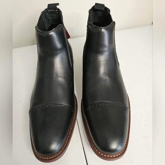 Stacy Adams Men's Maury Red Zone Collection Black Leather Boots Size 10M