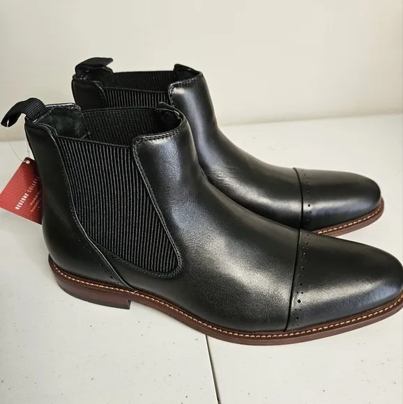 Stacy Adams Men's Maury Red Zone Collection Black Leather Boots Size 10M