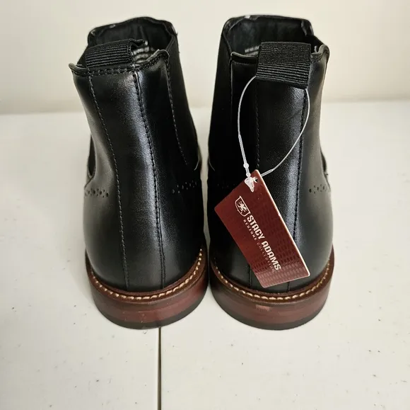 Stacy Adams Men's Maury Red Zone Collection Black Leather Boots Size 10M